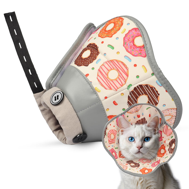 Cat Cone Collar Soft for Wound Healing, Foldable Neck Recovery Cone Anti Licking, Small Adjustable Surgery Cat Head Cone Alternative for Kittens(Size: S) Grey S(Circumference:5.1''-7.87''in)