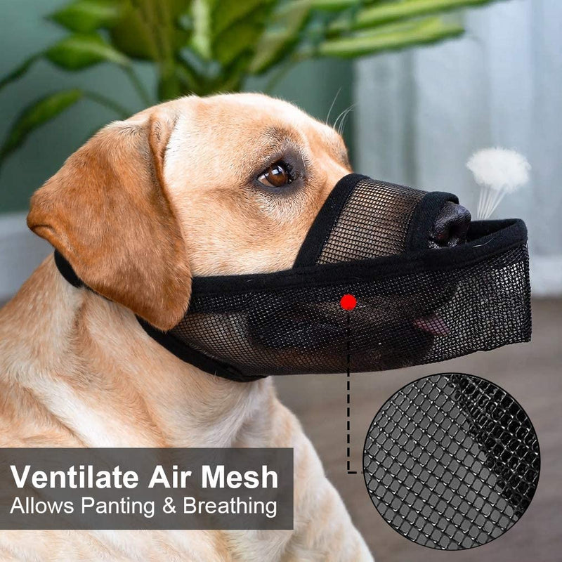 Crazy Felix Nylon Dog Muzzle for Small Medium Large Dogs, Air Mesh Breathable and Drinkable Pet Muzzle for Anti-Biting Anti-Barking Licking(Black,M) Black - PawsPlanet Australia