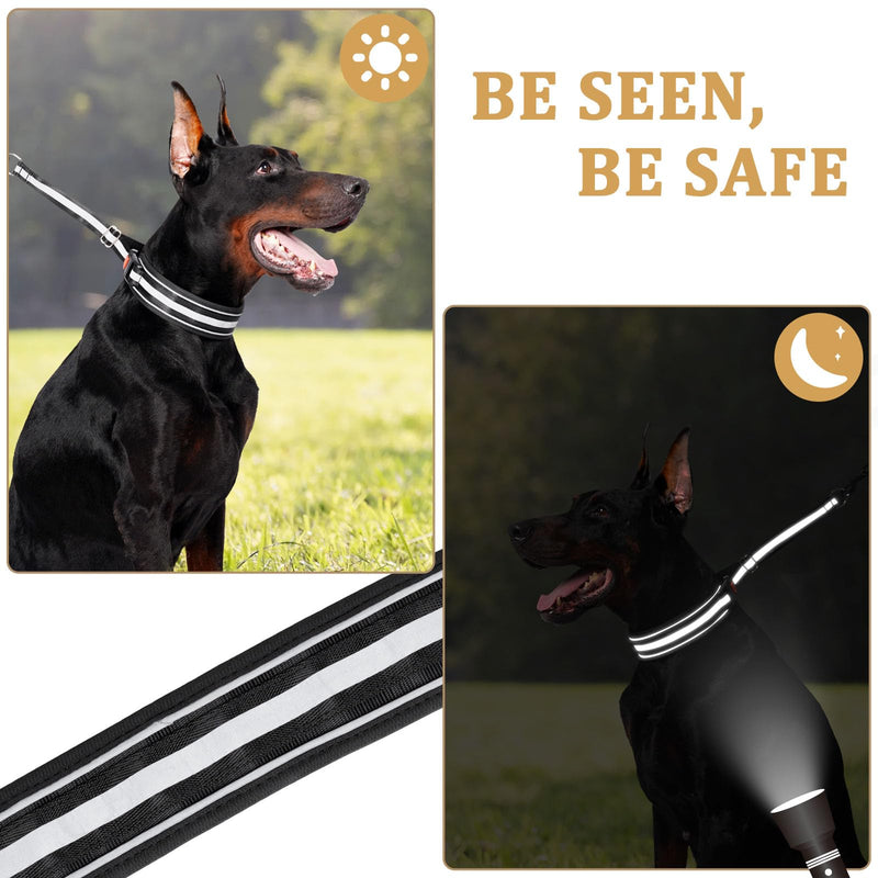 Mayerzon Martingale No Pull Dog Collar, Patented Reflective Walking Collar for Large Medium Dogs Pitbull Belgian Malinois Doberman That Pull, Anti Pull Dog Collar with Buckle for Training Hunting L Black