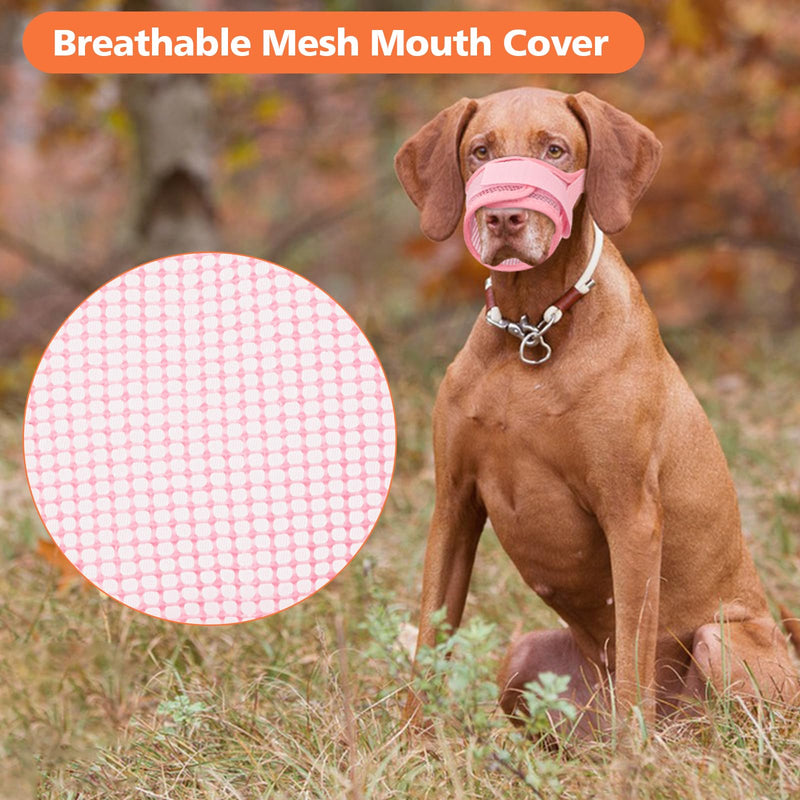 Coppthinktu Soft Dog Muzzle, Breathable Mesh Muzzle for Small Medium Large Sized Dog Mouth Cover, Adjustable Muzzles to Prevent Biting Barking Dogs Mouth Cover Allows Drinking (Pink L) Pink - PawsPlanet Australia