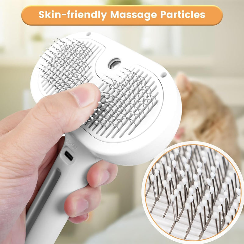 Cat Steam Brush 3 in 1 Pet Hair Grooming Brush with Steam and Release Button for Indoor Cats Pets Dogs Hair Removal Shedding M-1 - PawsPlanet Australia