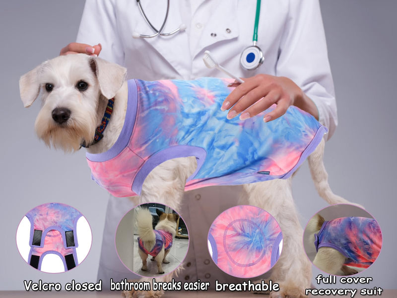 Dog Surgical Recovery Suit, After Spay Abdominal Wounds Post Surgical Suit for Dogs Female Male Dog Onesies, Anti Licking Breathable Dog Shirt for Small Large Dogs, Dog Surgery Collar Alternatives XXL（Back length 22.4", Chest 25.6"-27.6"） Pinkblue - PawsPlanet Australia