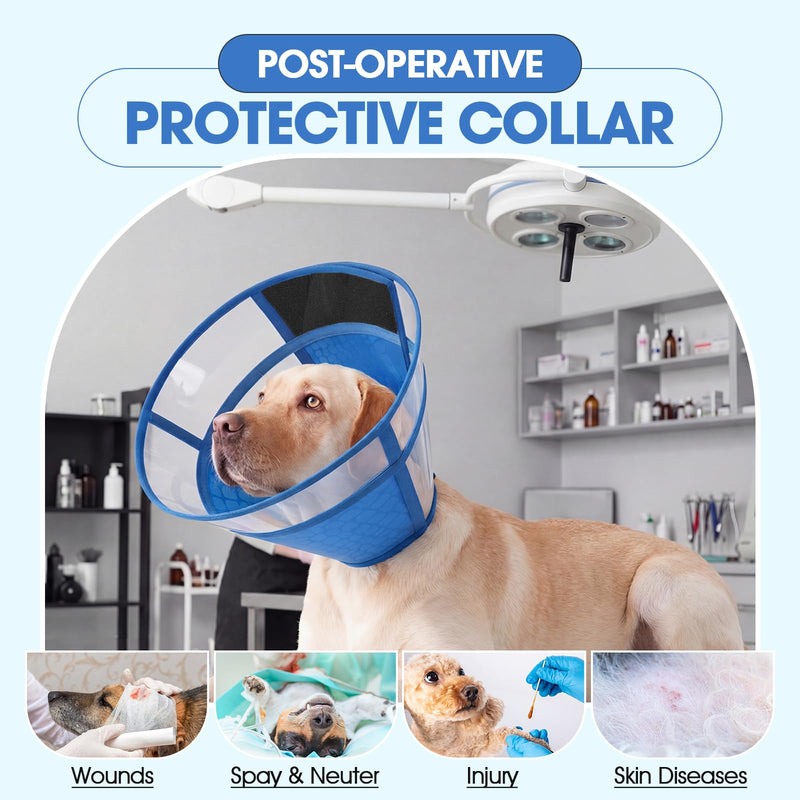 Lelepet Dog Recovery Collar, Lightweight Soft Cone for Dogs After Surgery, Anti-Lick Dog Head Cone Wound Protection, Adjustable Pet Post Surgery Medical Neck Collar, Blue L