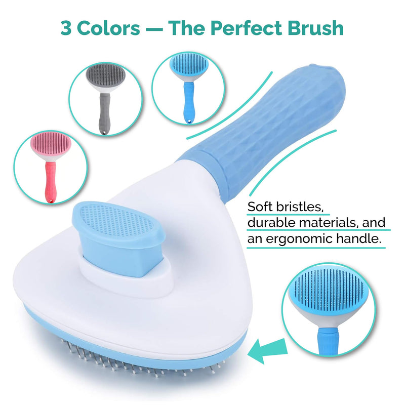 PETS-LAMB Self-Cleaning Dog and Cat Grooming Brush, Suitable for Long or Short Hair, Loose Hair Removal Brush, Easy to Remove, Pet Massage Tool. (Blue) Blue
