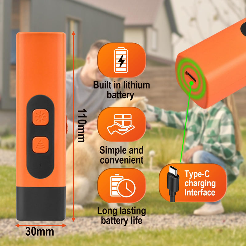 Dog Bark Deterrent Device, Anti Barking Device for Dogs, 25FT Ultrasound Dog Bark Deterrent 3 Modes with LED Flashlight, for Training to Improve Bad Behavior (Orange) - PawsPlanet Australia