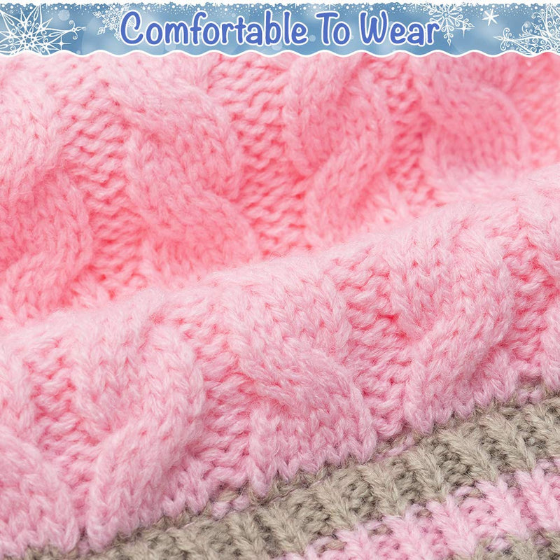 BINGPET Dog Sweater Dress - Plaid Pattern - Warm Pullover with Leash Hole V-Neck Knitwear Pet Sweater Cat Knitted Dress One-Piece Dress for Small to Medium Dog and Cat Pink - PawsPlanet Australia
