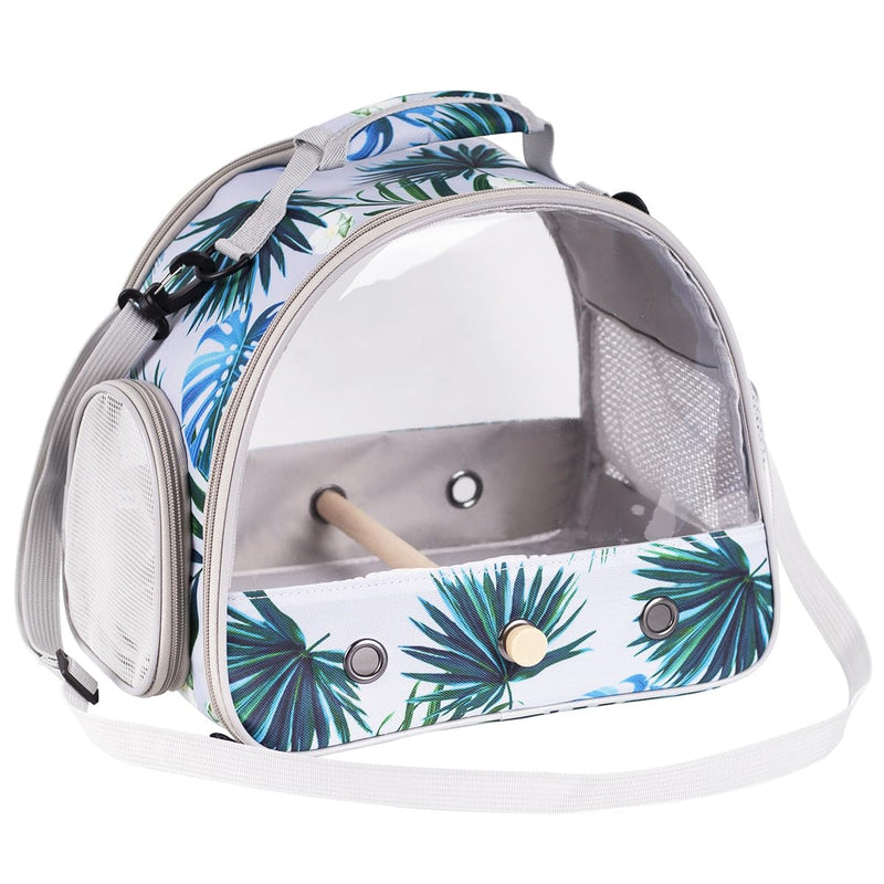 Portable Small Bird Travel Carrier Cage with Stand Perch, Bird Carrier to Carry Parakeet Budgies Parrot Cockatiel Conure Outdoor, Front Clear Window with Floral Printing Blue Small Bird Carrier - PawsPlanet Australia