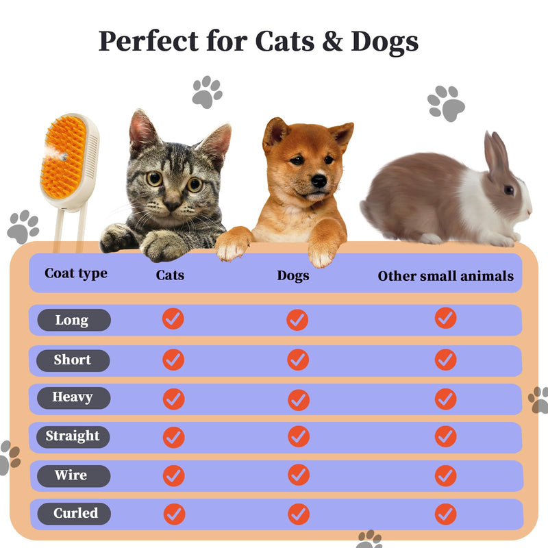 4-in1 Cat Steam Brush for Shedding & Grooming, Spray Hair Removal Comb with 1 Waterless Shampoo, Cat Brush for Massage, Pet Grooming Comb Hair Removal Tool for Cats and Dogs 4.7''-1*Shampoo - PawsPlanet Australia