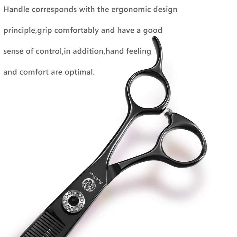 Purple Dragon 6.5" 55 Tooth Professional Pet Grooming Scissors - Dog Thinning/Blending Shears - Animal Hair Trimmer for Pet Groomer B-black - PawsPlanet Australia
