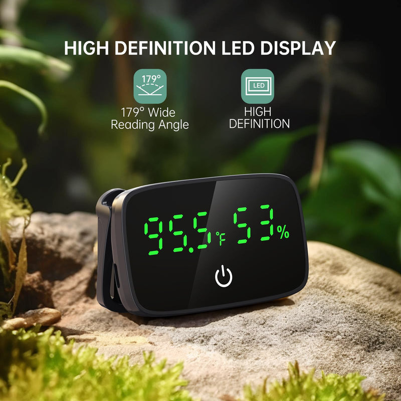 Reptile Thermometer Hygrometer, LED Digital Terrarium Thermometer and Humidity Gauge Snake Tank Accessories with USB Charging for Bearded Dragon, Tortoise, Reptile Tank, (Include 31.5'' Cable) - PawsPlanet Australia