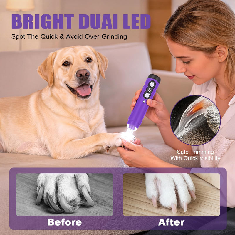 Best Dog Nail Grinder 2026 New 9-Speed Professional Quiet Painless Electric Drill Trimmers for Large Medium Dogs with Quick Sensor Guard, 2 LED Lights, 2000mAh USB Rechargeable - PawsPlanet Australia