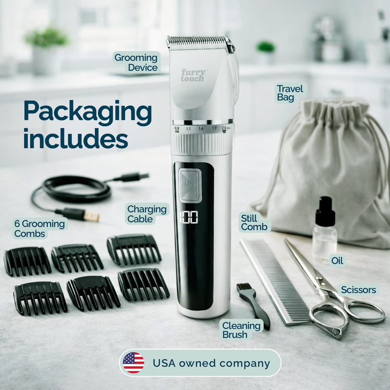 Dog Grooming Kit - 2 Power Modes Quiet & Strong, Cordless Dog Clippers for Grooming & Dogs Hair Trimmer for Groomings, Ceramic Blades, 6 Guide Combs, Rechargeable Trimmer for Cats and Pets