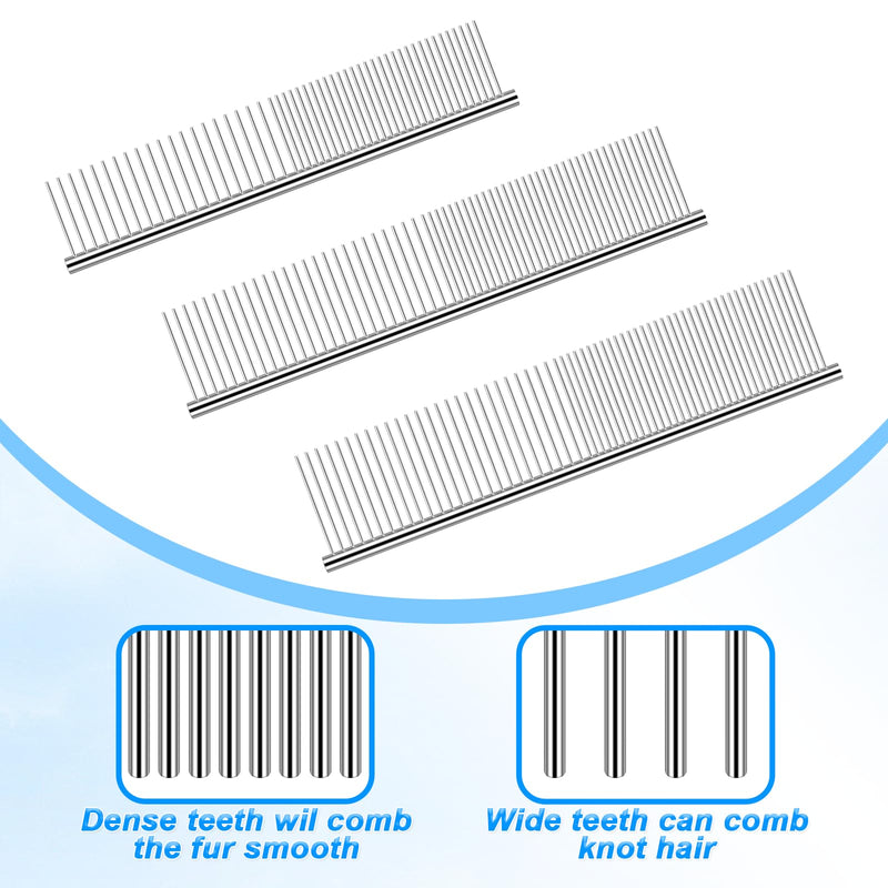 3 PCS Metal Dog Comb, 3 Size Stainless Steel Comb for Dog Grooming, Flea Combs for Cats Dogs, Flea Removal Tool for Long, Short, Curly Hair - PawsPlanet Australia