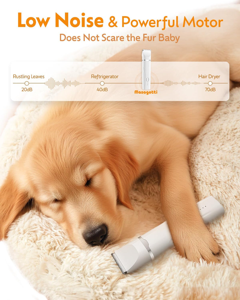 Dogs Hair Clippers Grooming Kit with Nail Grinder, 4 in 1 Cordless Electric Trimmer Low Noise USB Rechargeable, Pet Trimmer for Grooming Paws, Eyes, Ears, Face,Nail, Matted Hair for Small Dog Cat - PawsPlanet Australia