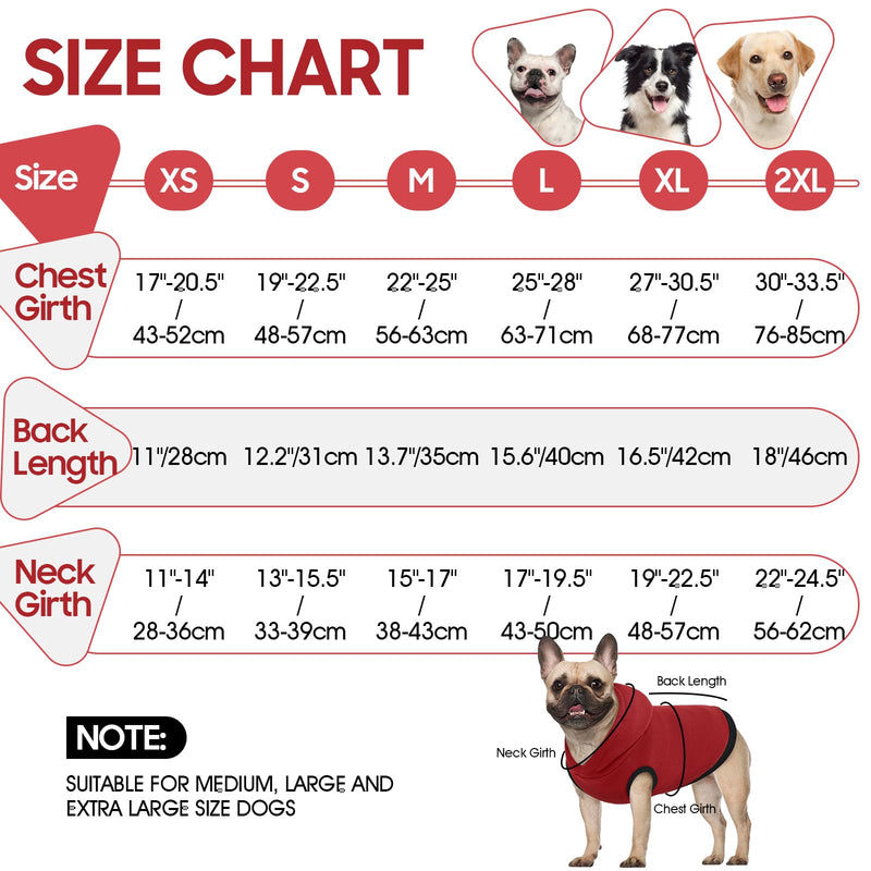 ROZKITCH Dog Hoodie,Winter Dog Fleece Sweaters Pet Warm Sweatshirt Pet Pullover Dog Clothes with Leash Hole Soft Warm Christmas Outfit Puppy Vest for Medium Dogs French Bulldog Clothes Red M M(Chest: 22"-25"; Back:13.7")