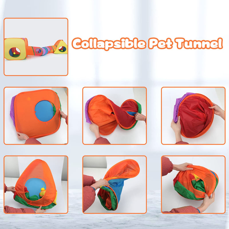 BWOGUE Bunny Tunnels & Tubes Collapsible Rabbit Hideout Tube and Foldable Cubes Playground Small Animal Activity Hideaway for Dwarf Rabbits Bunny Guinea Pigs Kitty - PawsPlanet Australia