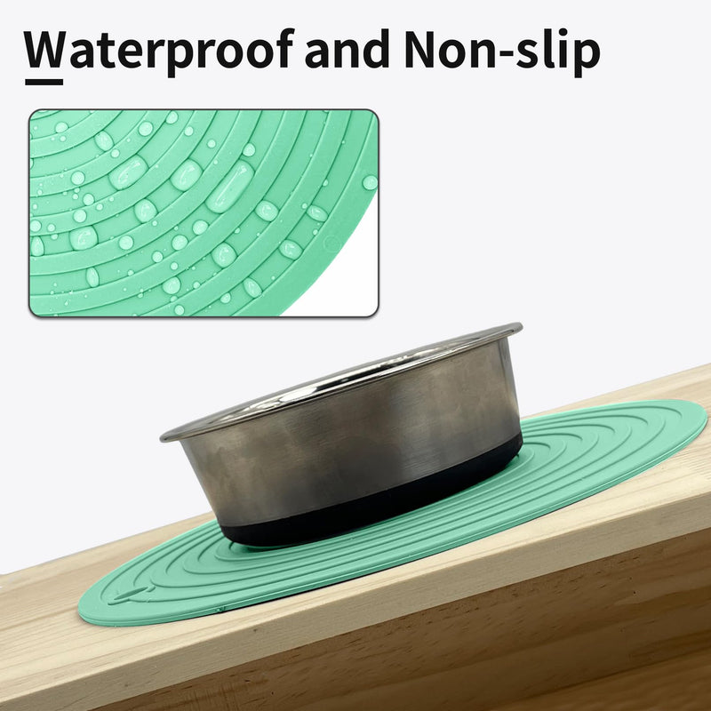 Fhiny 3PCS Silicone Pet Food Mat, 9.5" Round Waterproof Non-Slip Dog Cat Bowl Placemat Preventing Feed and Water Overflow Suitable for Medium Small Bowl Dish Plate Protect Floor (Green, 9.5" Dia) 9.5"Dia Green - PawsPlanet Australia