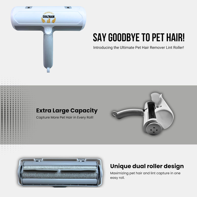 Pet Hair Remover and Lint Roller - Cat and Dog Hair Remover Roller, Reusable, Eco-Friendly, Multi-Purpose Cleaning Tool for Clothing, Furniture, Car Interiors, and Carpets - PawsPlanet Australia