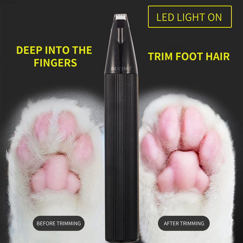 Dog Paw Clippers with LED, USB Rechargeable Professional Dog Grooming Kit, Low Noise Dog Paw Trimmer for Small Dogs and Cats Hair Around Face, Paws, Eyes, Ears, Rump (Black) Black - PawsPlanet Australia