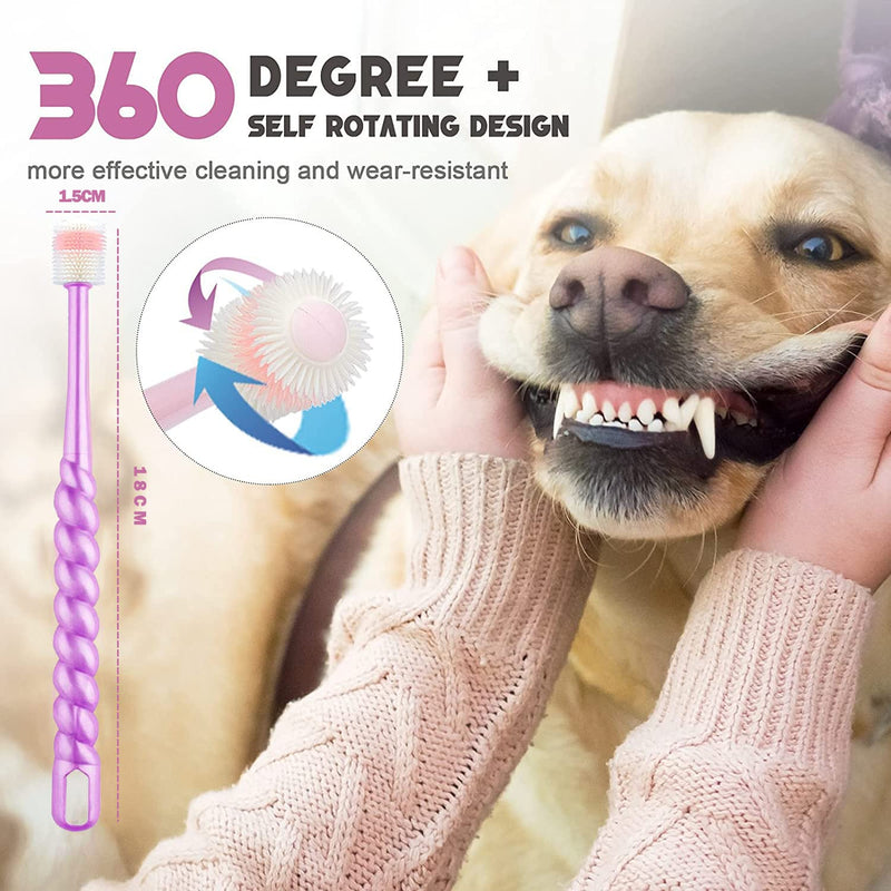 Dog Toothbrush Set, Triple Head Dog Toothbrushes, Double Head Toothbrush,Finger Rubber Toothbrushes,Multi-Angle Dental Cleaning Brushes for Dog Cat Oral Dental Health - PawsPlanet Australia