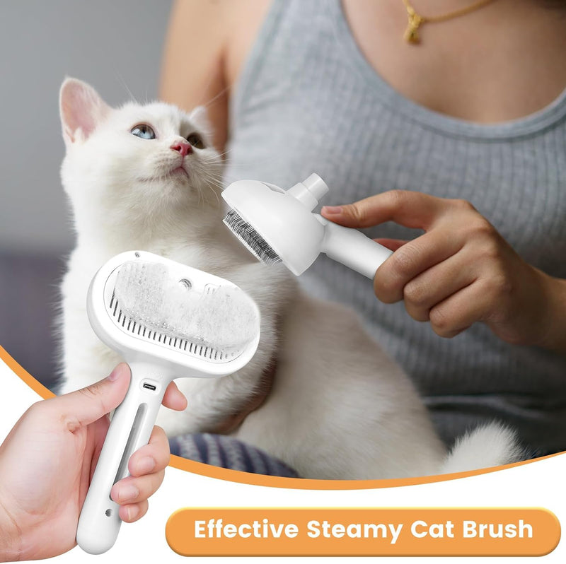 Cat Steam Brush 3 in 1 Pet Hair Grooming Brush with Steam and Release Button for Indoor Cats Pets Dogs Hair Removal Shedding M-1 - PawsPlanet Australia
