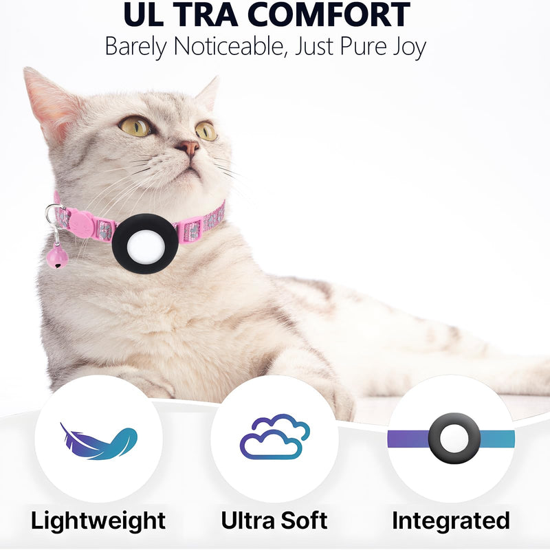 GPS Tracker for Cats, Mini GPS Pet Tracker with Collar, IPX8 Waterproof Cat Trackers Collar,No Monthly Fee,Work with Apple Find My(iOS Only),Smart Trackers for Pets(Pink) - PawsPlanet Australia