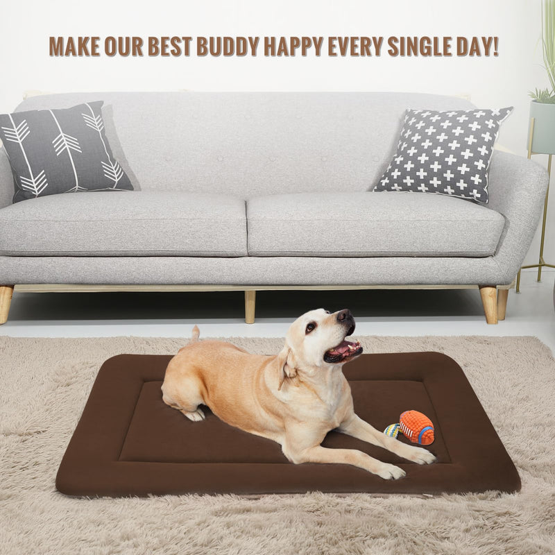 Magic Dog Bed Soft Crate Pad Mat for Medium/Large Dogs, 36 Inches Machine Washable Pet Bed Kennel Pad With Non-Slip Bottom, Dark Coffee 36.0"L x 23.0"W x 1.2"Th - PawsPlanet Australia