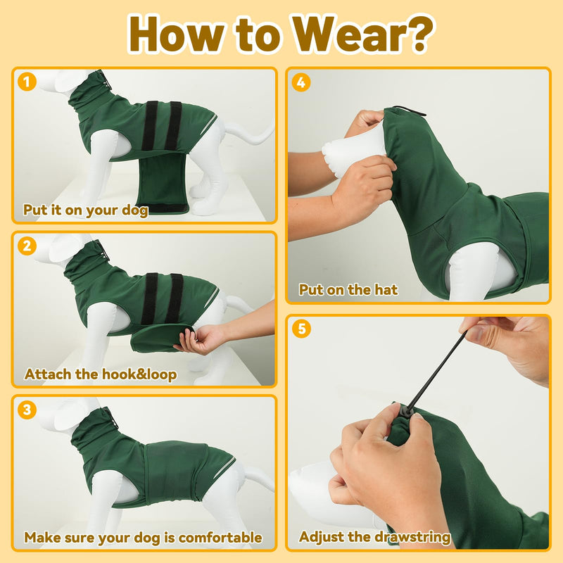 Thunder Vest for Dogs Anxiety, Dog Thunder Jacket for Thunder, Fireworks, Vet Visits & Separation, Keep Pet Calm Without Medicine, Anti Anxiety Vest for Dogs and Cat Body and Ear (Green, XX-Large) Green - PawsPlanet Australia