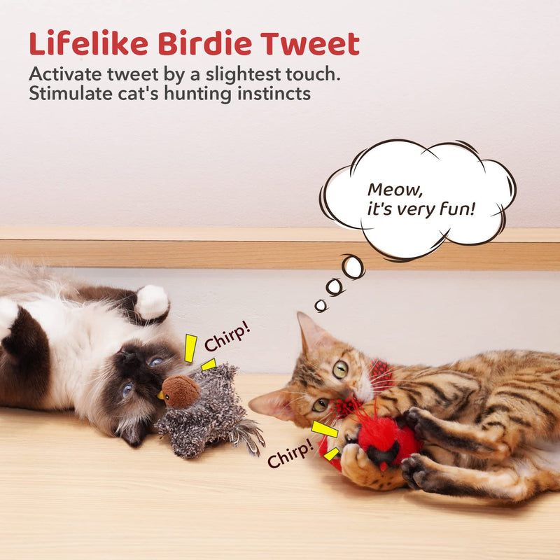 Potaroma Cat Toys Chirping Birds 2 Pcs with Catnip SilverVine, Interactive Cat Kicker, Lifelike Birdie Tweets, Indoor Kitty Kitten Exercise Toys 4.0" - PawsPlanet Australia