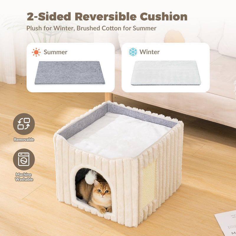 Avont Cat Recovery Suit After Surgery Bundle with 3-in-1 Cat House, Foldable Enclosed Cat House