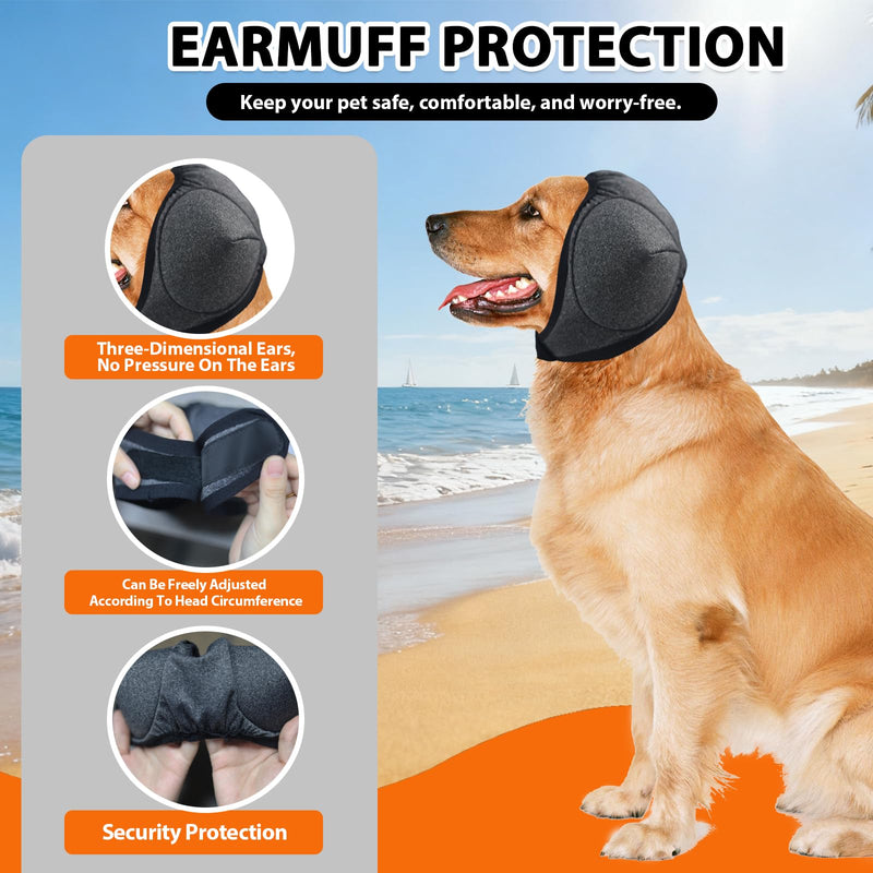 Waterproof Dog Earmuffs - Anti-Vibration Earmuffs for Grooming, Noise and Hematoma Relief, Soothing Hood Design for Bathing, Drying and Swimming (Grey, L)