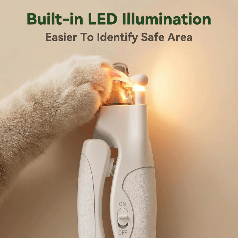 Rechargeable Cat Claw Clipper with LED Light for Dogs & Cats, Professional Trimmer Grooming Tool with Nail Trapper & Free Nail File, Pet Nail Clippers for Cat, Kitten, Puppy, Small Dog, Birds, Rabbit