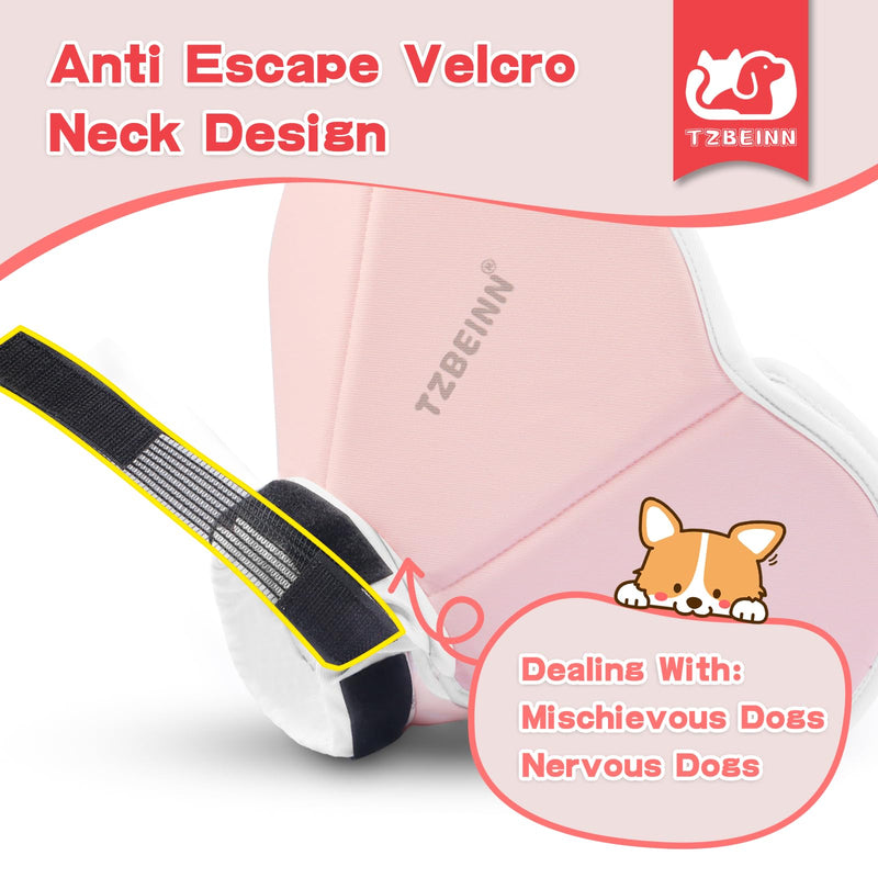 Soft Dog Cone Collar Alternative for Small Dogs(Adult Yorkshire Adult Chihuahua), Adjustable Protective Dog Head Recovery Cone, Elizabethan Comfortable Neck Pillow Cone After Surgery Anti Licking Pink S(Neck Girth:7"-9.8")