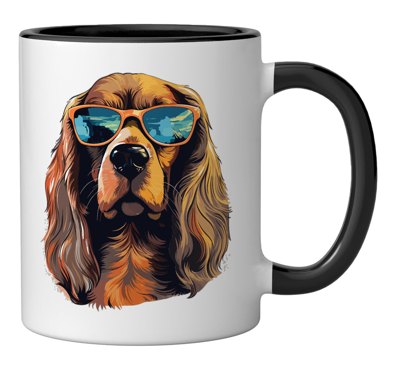 Cocker Spaniel Dog Breed Pet with Sunglasses Cute Graphic Ceramic Mug, Black/White 11 Ounces - PawsPlanet Australia