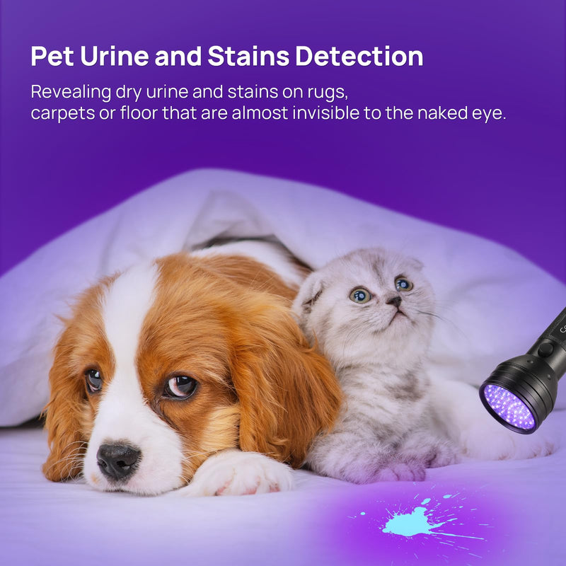 UV Flashlight Black Light, Consciot 51 LED 395nm Ultraviolet Blacklight, Portable Torch Light Pet Urine Detector for Dog/Cat Urine, Dry Stains, Bed Bug, Resin Curing, Matching with Pet Odor Eliminator 1 Pack - PawsPlanet Australia