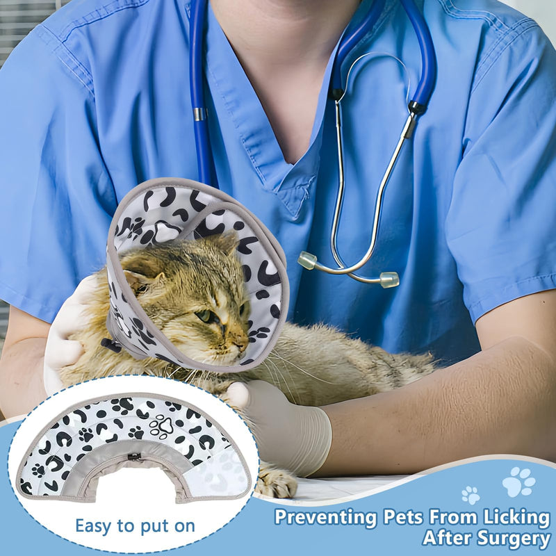 Cat Collar 10-13 cm Cat Collar Lick Protection Soft Cat Collar After Surgery Adjustable Collar Cat Collar Cone After Surgery and Injuries for Dogs and Cats Grey/Black (Ash)