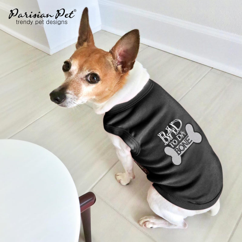 Parisian Pet Dog T-Shirt - Embroidered Bad to Da Bone Dog Clothes - 100% Cotton, Sleeveless Pet Vest - Machine Washable Shirt for Large Dogs 2XL - PawsPlanet Australia
