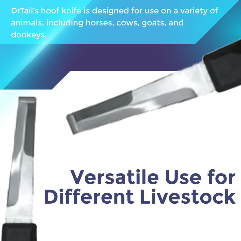 Regular Hoof Knife for Horses – Farrier Tool with Plastic Grip – Hoof Trimming Knife for Equine Care & Veterinary Use (Semi-Wide Blade) Semi-Wide Blade - RH