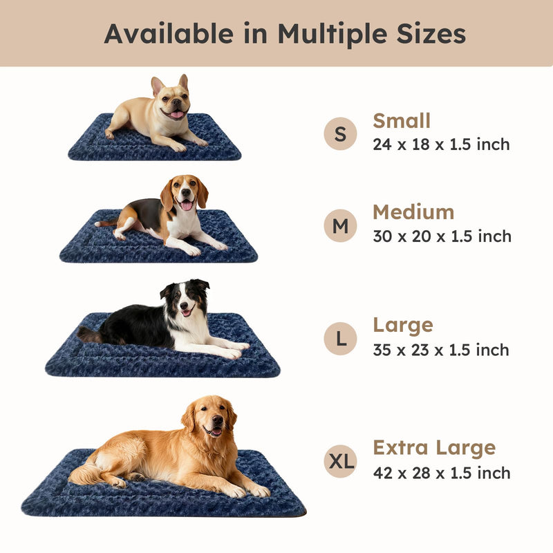 Dog Bed Mat, Dual-Sided Dog Crate Bed Mat - Ultra Soft & Machine Washable Kennel Pad for Large Dogs, All-Season Comfort Pet Bed for Crates, Travel, and Home, Dark Blue 35 x 23 Inch Large 35 x 23 x 1.5 in - PawsPlanet Australia