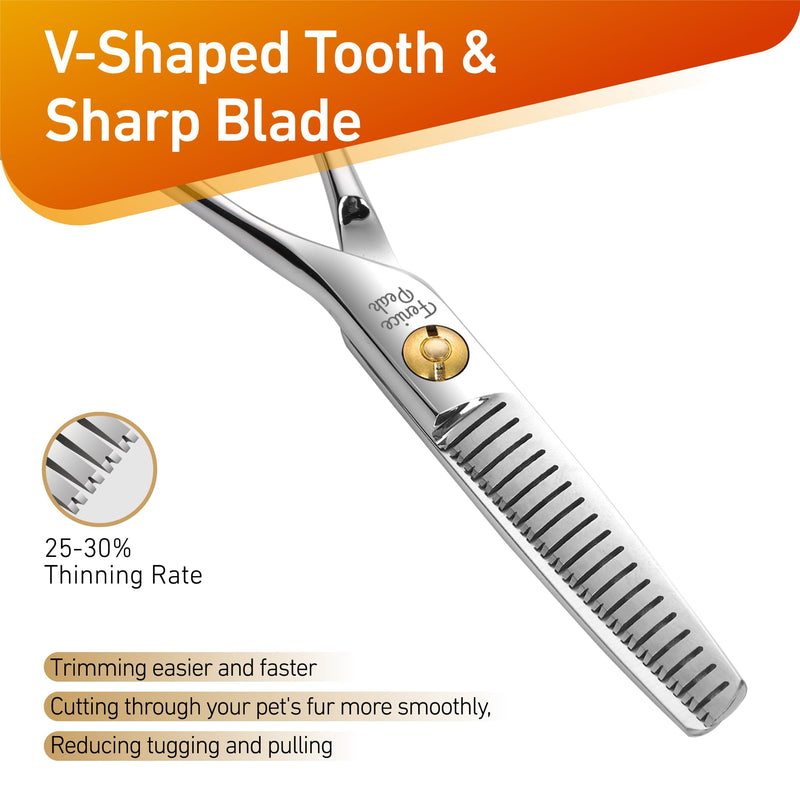 Fenice Peak 5'' Small Thinning Scissors Lightweight Dog and Cat Grooming Scissors with Safety Round Tip JP440C Stainless Steel Sharp Blades for Body Facial Nose Ear and Paw Hair Easy Use Thinner 5" - PawsPlanet Australia