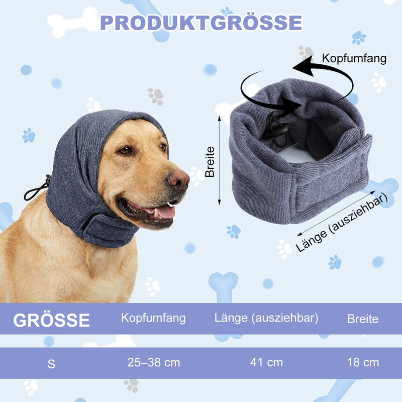 Pet Earmuffs, Adjustable Noise Protection for Dogs, dog ear defenders with Elastic Bands, dog ear cover for Noise Reduction, Calming and Anxiety Relief (Grey, S)