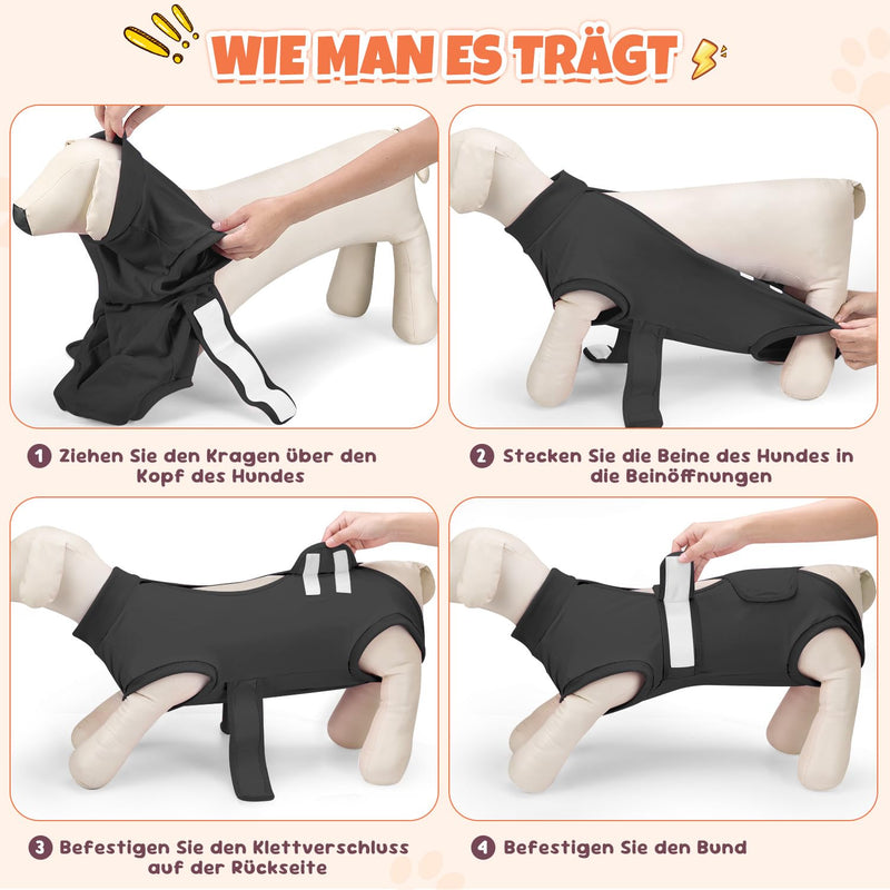 Eyein Dog Bodysuit After Surgery, Breathable Adjustable Onesie for Female and Male Dogs, Anti-Licking and Wound Protection, Alternative to E-Collar and Funnel After Surgery, Dark Grey, S darkgray
