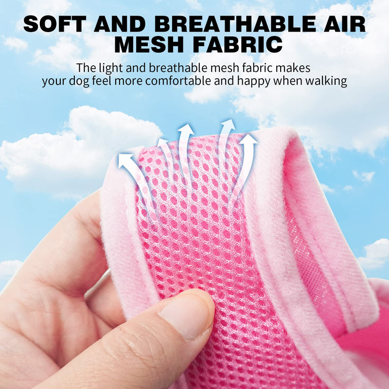 BINGPET Dog Vest Harness -Light Weight Breathable Sports Mesh - Pet Adjustable Harness Puppy Padded Harnesses Dog Vest Harness for Small Dogs X-Small (Neck Girth 11") Pink - PawsPlanet Australia