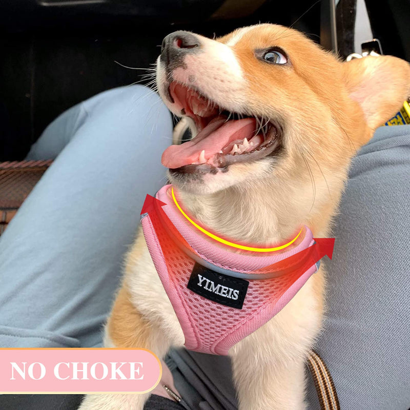 YIMEIS Dog Harness and Leash Set, No Pull Soft Mesh Pet Harness, Reflective Adjustable Puppy Vest for Small Medium Large Dogs, Cats (Pink, X-Small (Pack of 1) Pink X-Small (Pack of 1) - PawsPlanet Australia