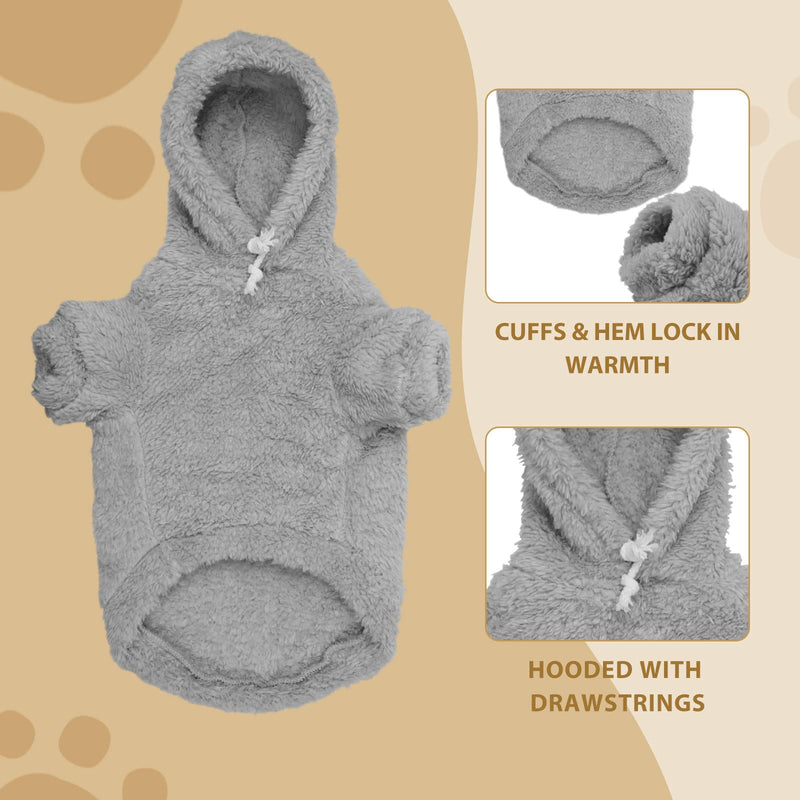 Fuzzy Dog Hoodie Dog Sweater Dog Clothes Warm Soft Dog Coats Hooded Sweatshirt Fleece Dog Hoodies for Large Dogs Dog Sweaters for Extra Large Dogs(Grey-XL) X-Large Grey - PawsPlanet Australia