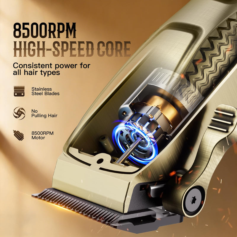 Hair Clippers for Men Professional, Cordless Clippers and Trimmers Set for Hair Cutting, 8500RPM Rechargable Electric Hair Trimmer for Self-Haircut and Family Use (Bronze) Bronze