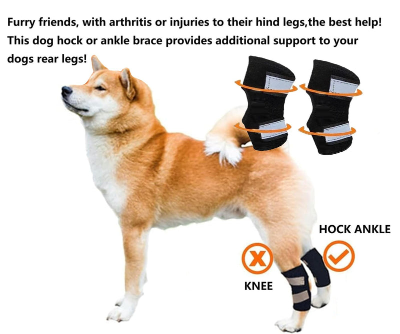 1 Pair Dog Hock Brace Canine Rear Leg Ankle Support with Safety Reflective Straps for Hind Leg Wounds Heal and Injuries and Sprains from Arthritis (XS) XS