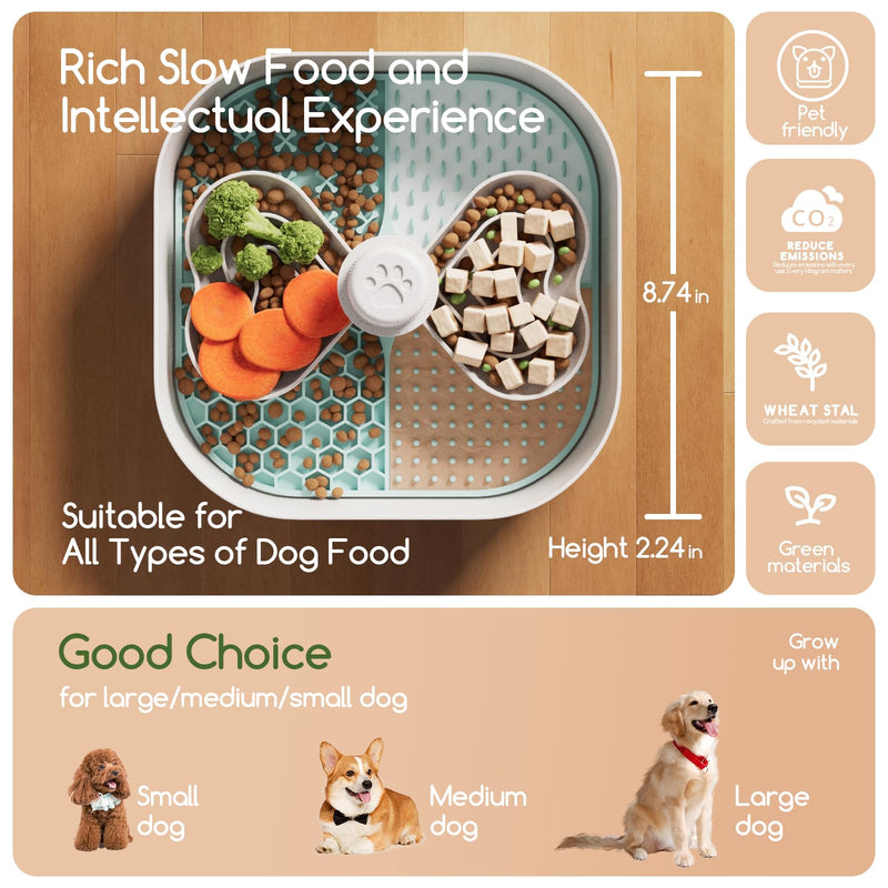KILIN Slow Feeder Dog Bowls,Dog Slow Feeder Bowl with Lick Mat,Plant-Based Puzzle Maze Dog Food Bowls for Dry,Wet,and Raw Food,Removable Interactive Slow Eating Dog for Small/Medium/Large Breed - PawsPlanet Australia
