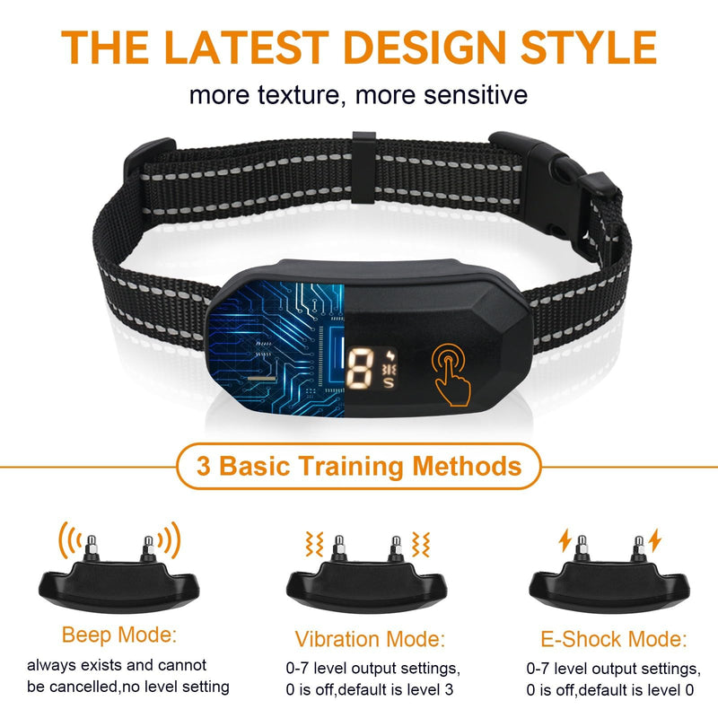 BT02 Bark Training Collar,Three Training Mode: Sound, Vibration, Shock, black