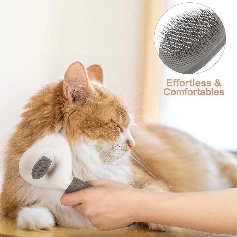 Generic Dog & Cat Brush, Pet Grooming Brush for Shedding, Self Cleaning Slicker Brush for Pets, Deshedding Brush, Rake, Comb (Grey) - PawsPlanet Australia